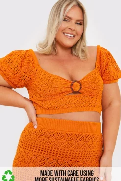Crochet Puff Sleeve Crop Top|In the Style Sale
