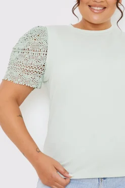 Crochet Sleeve T-Shirt|In the Style Outlet
