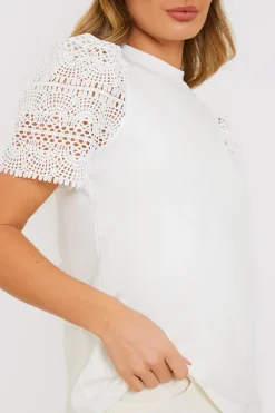 Crochet Sleeve T-Shirt|In the Style Outlet
