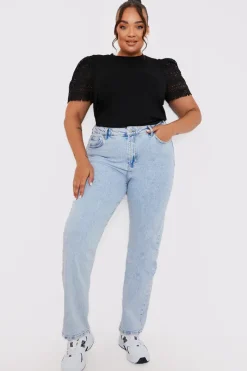 Crochet Sleeve T-Shirt|In the Style Outlet