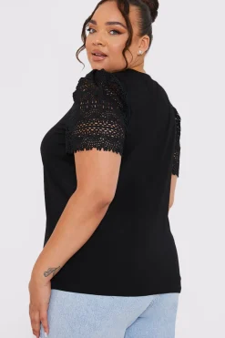 Crochet Sleeve T-Shirt|In the Style Outlet