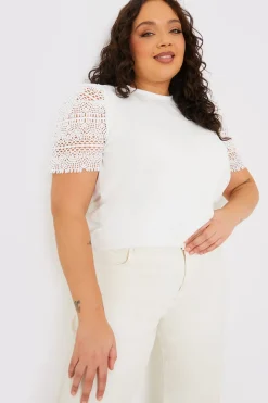 Crochet Sleeve T-Shirt|In the Style Outlet