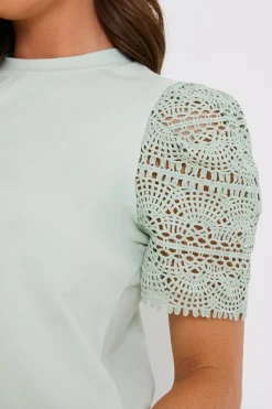 Crochet Sleeve T-Shirt|In the Style Outlet