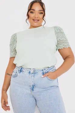 Crochet Sleeve T-Shirt|In the Style Outlet