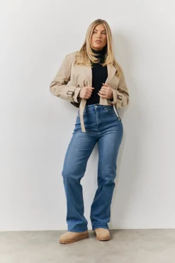 Cropped Belted Trench Coat|In The Style Outlet