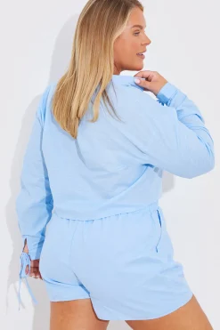 Cropped Tie Front Linen Look Co-Ord Shirt|In the Style Outlet