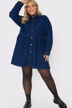Dark Wash Mini Smock Shirt Dress|In the Style Best