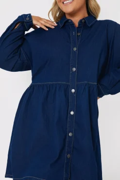Dark Wash Mini Smock Shirt Dress|In the Style Best