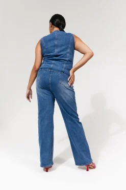 Denim Crew Neck Waistcoat|In The Style Sale