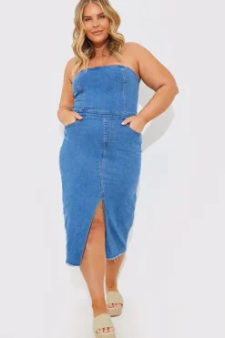 Denim Midi Dress|In the Style Discount