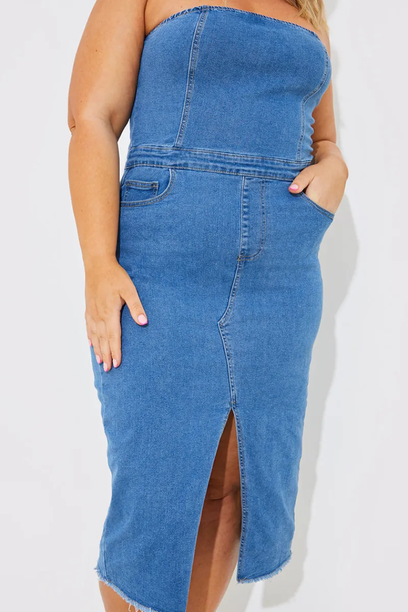 Denim Midi Dress|In the Style Discount