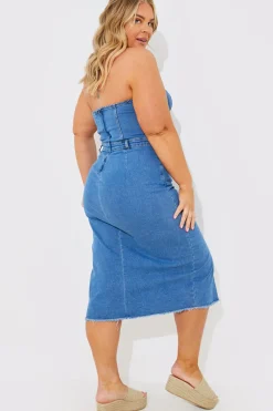 Denim Midi Dress|In the Style Discount