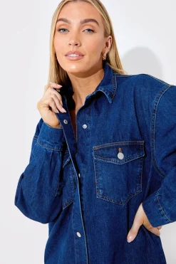 Denim Midi Shirt Dress|In The Style