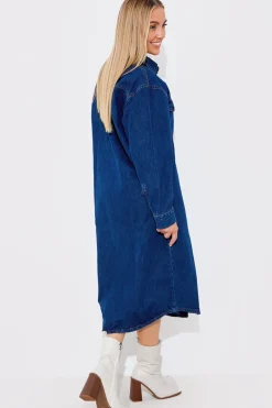 Denim Midi Shirt Dress|In The Style