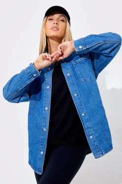 Denim Shirt With Contrast Pocket|In The Style Hot