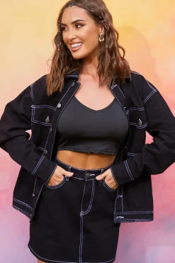 Denim Skirt With Contrast Stitching Co ord|In the Style Online