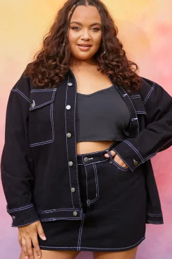 Denim Skirt With Contrast Stitching Co ord|In the Style Online