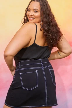 Denim Skirt With Contrast Stitching Co ord|In the Style Online