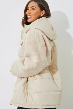 Detachable Hood Borg Puffer Coat|In the Style New