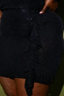 Disco Sequin Co Ord Ruffle Mini Skirt|In the Style Best