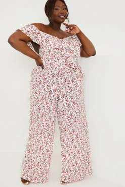 Ditsy Floral Print Wrap Bardot Jumpsuit|In the Style Discount