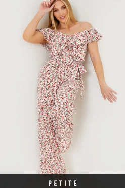 Ditsy Floral Print Wrap Bardot Jumpsuit|In the Style Discount
