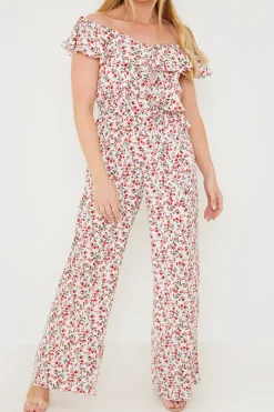 Ditsy Floral Print Wrap Bardot Jumpsuit|In the Style Discount