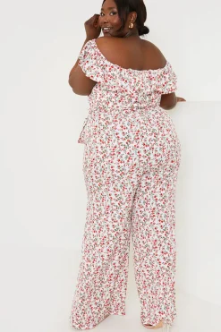 Ditsy Floral Print Wrap Bardot Jumpsuit|In the Style Discount