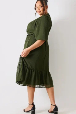 Dobby Chiffon Frill Detail Midi Dress|In the Style Clearance