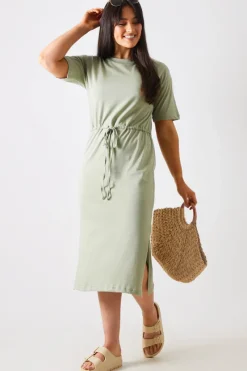 DRAWSTRING WAIST SPLIT HEM TSHIRT DRESS|In the Style