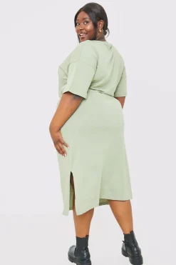 DRAWSTRING WAIST SPLIT HEM TSHIRT DRESS|In the Style