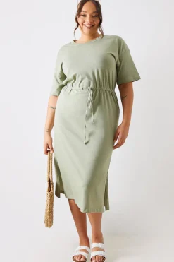DRAWSTRING WAIST SPLIT HEM TSHIRT DRESS|In the Style