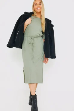 DRAWSTRING WAIST SPLIT HEM TSHIRT DRESS|In the Style
