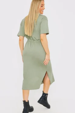 DRAWSTRING WAIST SPLIT HEM TSHIRT DRESS|In the Style
