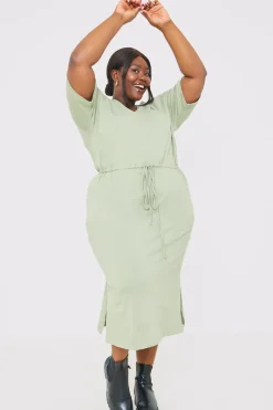 DRAWSTRING WAIST SPLIT HEM TSHIRT DRESS|In the Style