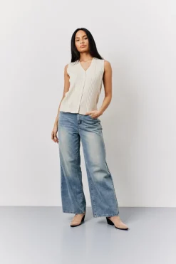 Ribbed Button Up Knitted Waistcoat|In The Style Sale