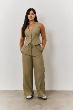 Elasticated Mid Rise Wide Leg Trouser|In The Style