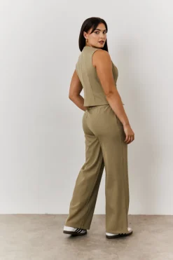 Elasticated Mid Rise Wide Leg Trouser|In The Style