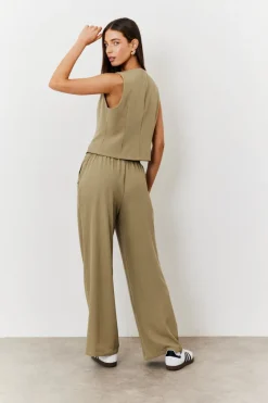 Elasticated Mid Rise Wide Leg Trouser|In The Style