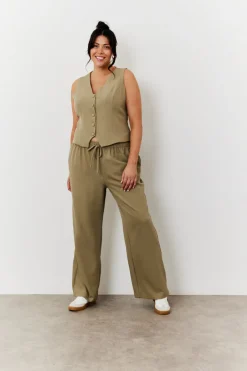 Elasticated Mid Rise Wide Leg Trouser|In The Style
