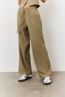 Elasticated Mid Rise Wide Leg Trouser|In The Style