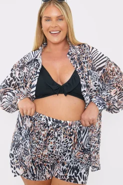 Elasticated Waist Leopard Print Co-Ord Beach Short|In The Style Sale