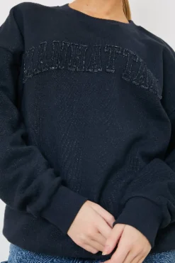 Embroidered Distressed Oversized Sweatshirt|In the Style Clearance