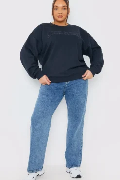 Embroidered Distressed Oversized Sweatshirt|In the Style Clearance