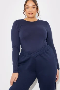 Embroidered Jersey Long Sleeve Crew Neck Top|In The Style
