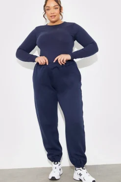 Embroidered Jersey Long Sleeve Crew Neck Top|In The Style