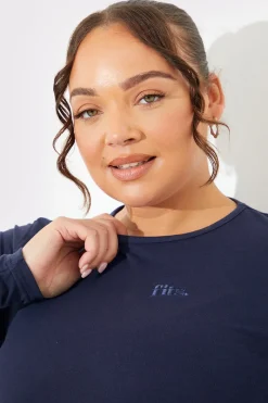Embroidered Jersey Long Sleeve Crew Neck Top|In The Style