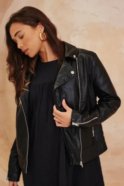 Faux Leather Biker Jacket|In the Style New