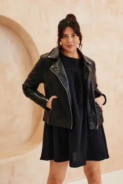 Faux Leather Biker Jacket|In the Style New
