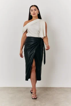 Faux Leather Wrap Skirt|In the Style Sale